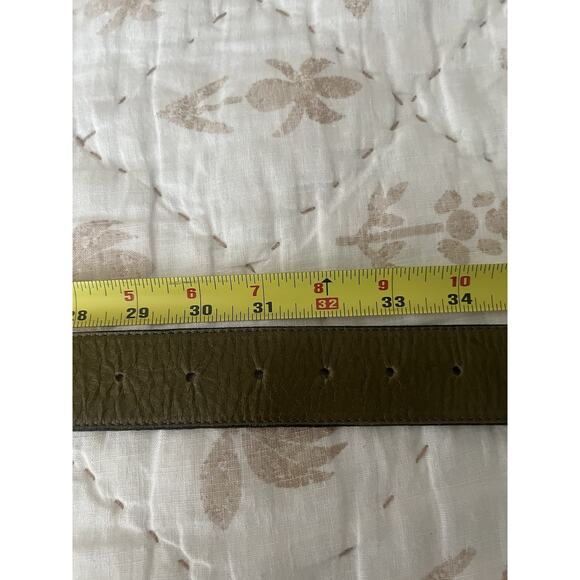 LEATHEROCK Women's Large Pebble Rock Buckle Green Leather Belt Sz L36 Boho - Picture 11 of 11